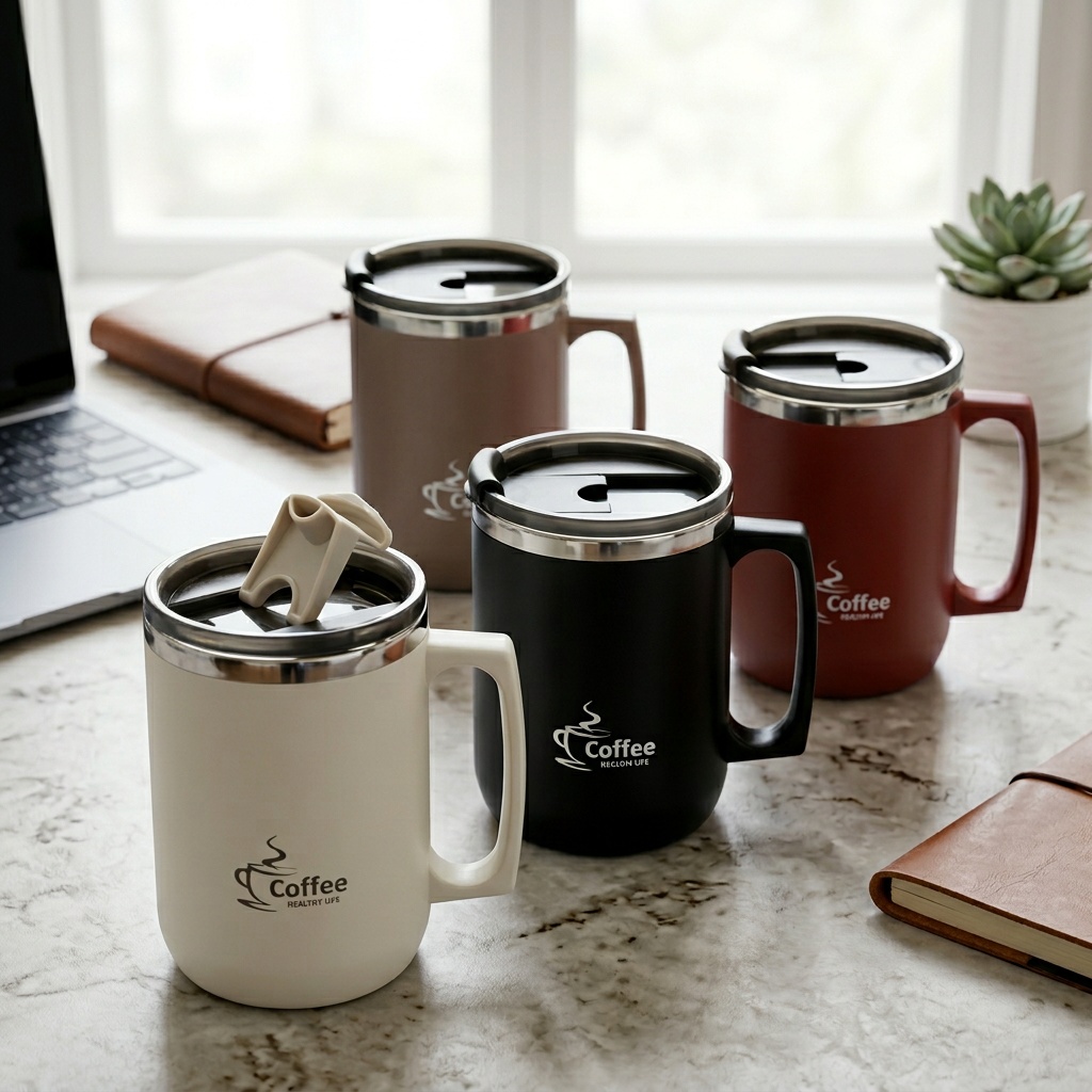 Coffee Tea Tumbler - Mug Kopi Termal Portabel dengan Gagang,