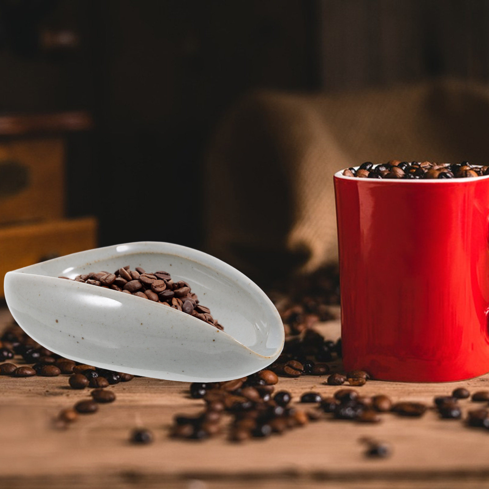 Coffee Tea Beans - Nampan Penakar Biji Kopi Keramik, Gelas