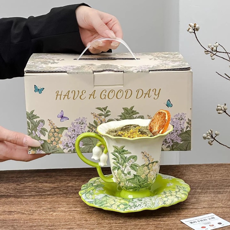 Tea And Coffee Kettle - Set teh sore bermotif bunga lily