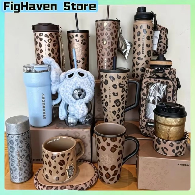 Coffee Tea Tumbler - Botol Air Stainless Steel Motif Leopard