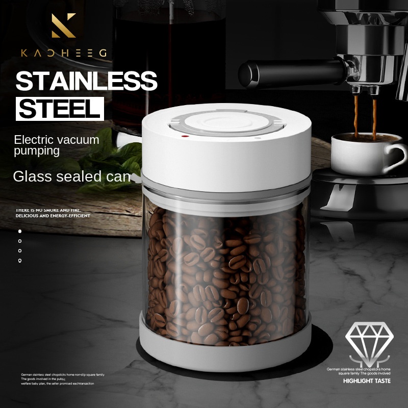 Coffee Tea Sugar Canister Set - Stoples Penyimpanan Kaca Biji Kopi Vakum