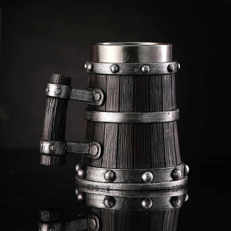 Coffee Tea Tumbler - Gelas Bir Motif Kayu Resin Stainless