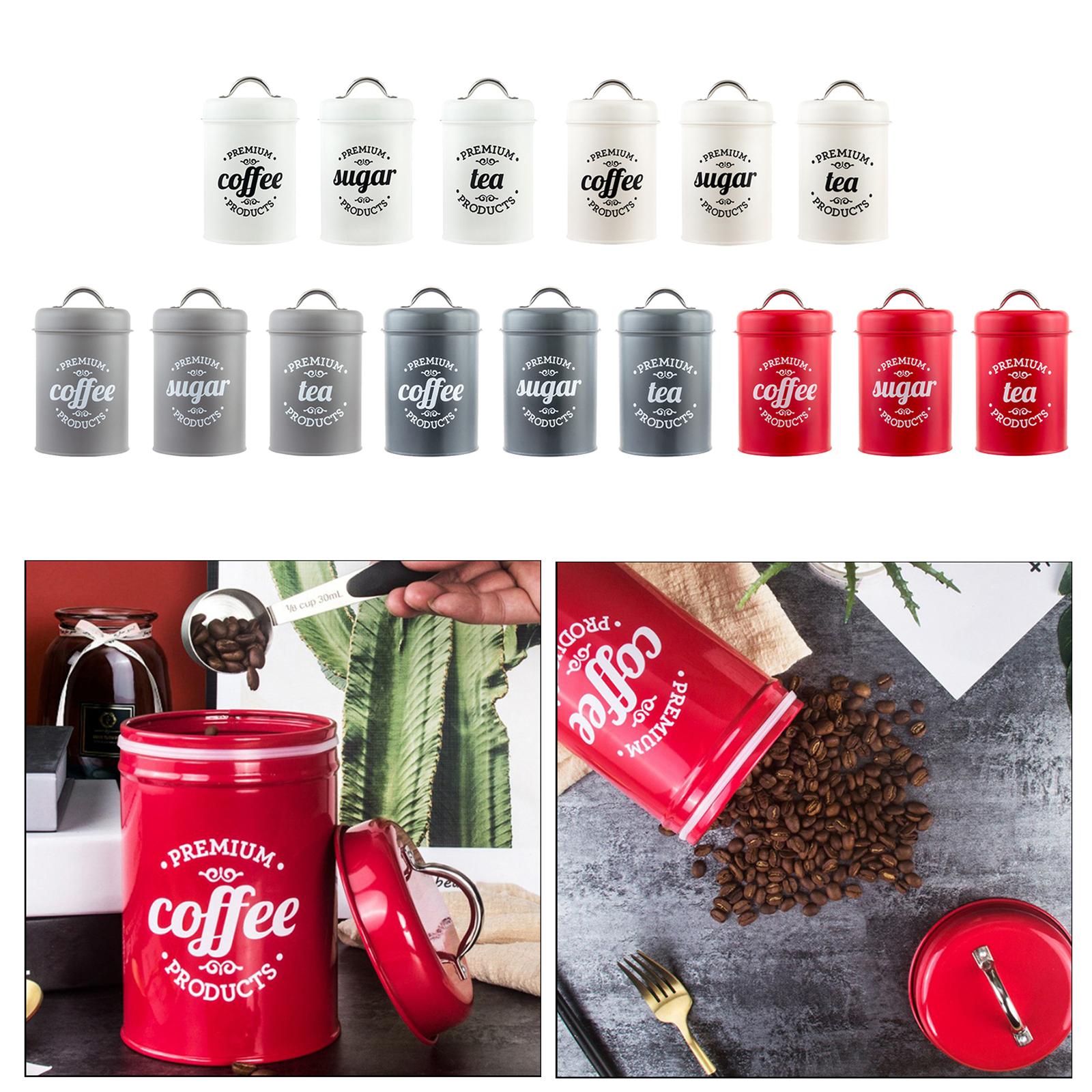 Coffee Tea Sugar Canister Set - Set Wadah Logam untuk Dapur, Tempat