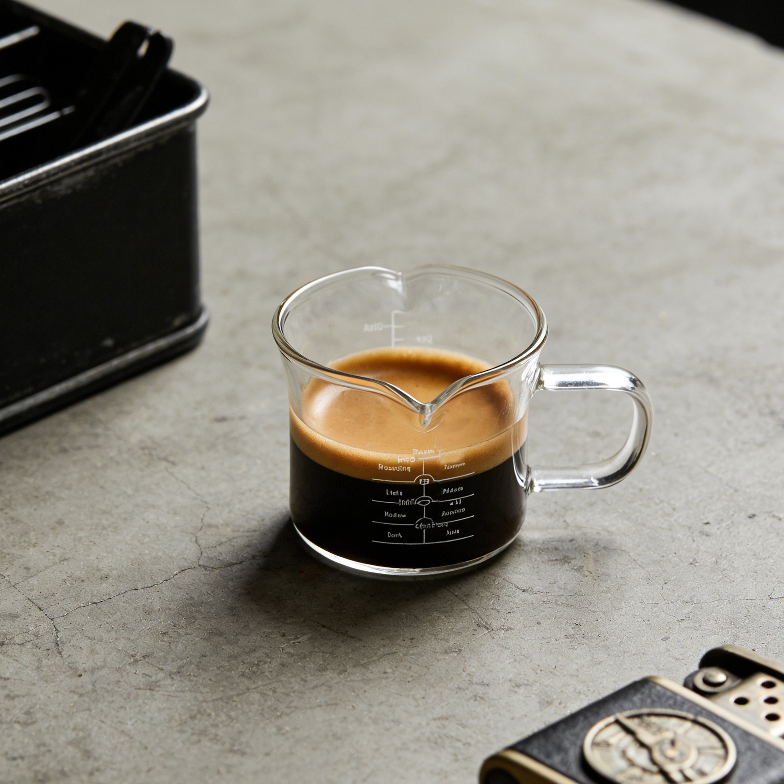 Coffee Tea Milk - Gelas Ukur dengan Dua Corong, Kapasitas