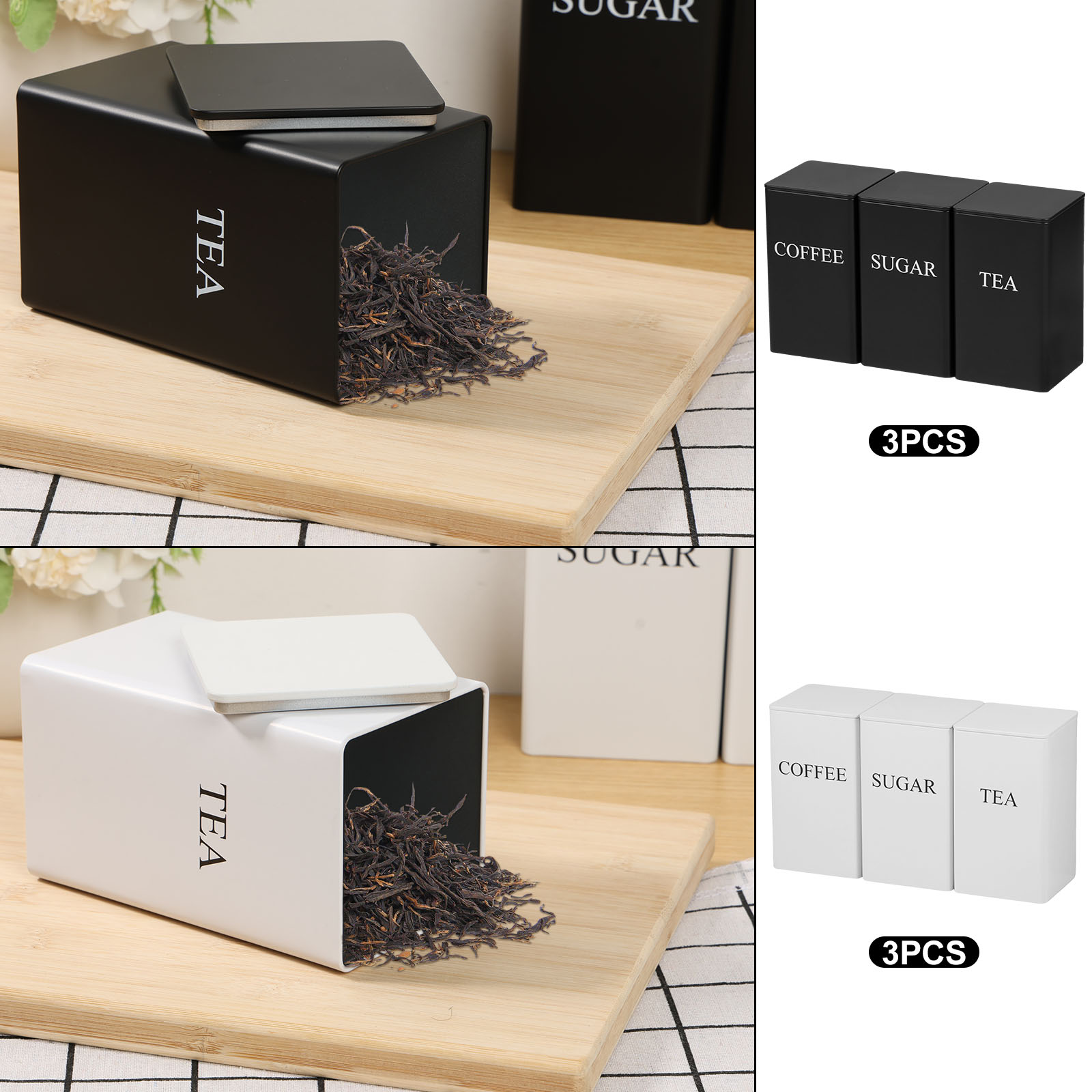 3 buah kaleng penyimpanan biji - Coffee Tea Sugar Canister Set ulasan dan harga