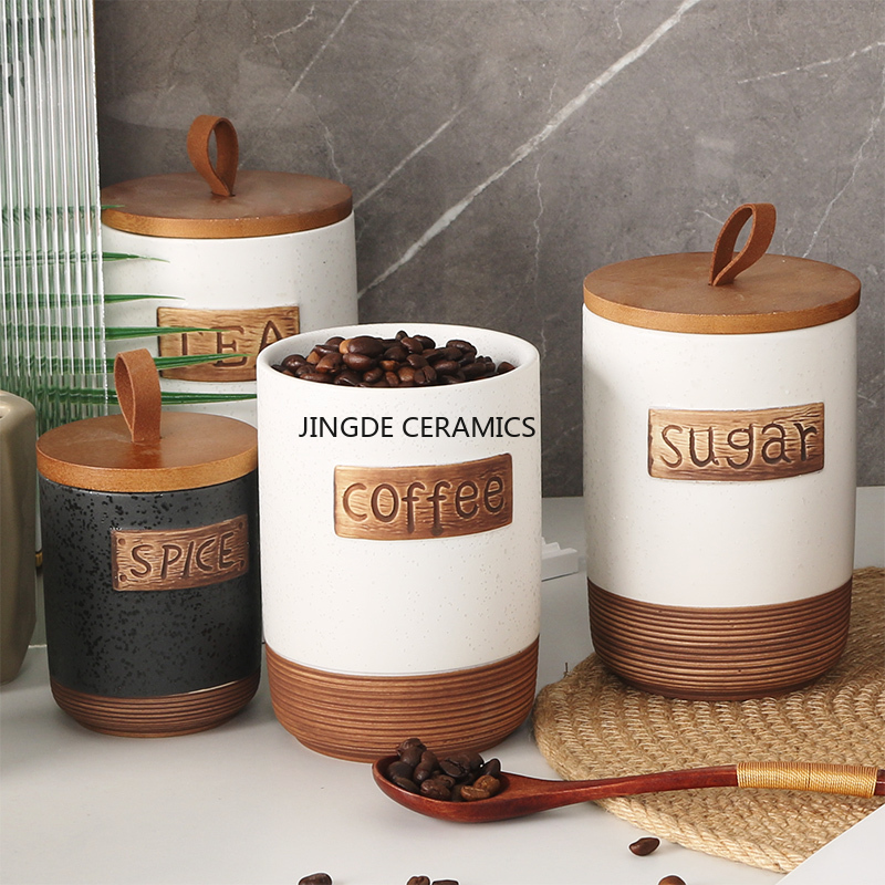 1 Buah Toples Keramik Tersegel - Coffee Tea Sugar Canister Set ulasan dan harga