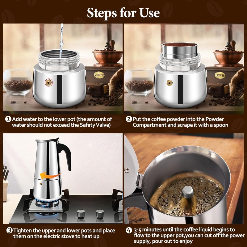 6 Cangkir Mocha Pot Pembuat Ko - Moka Pot Stove ulasan dan harga