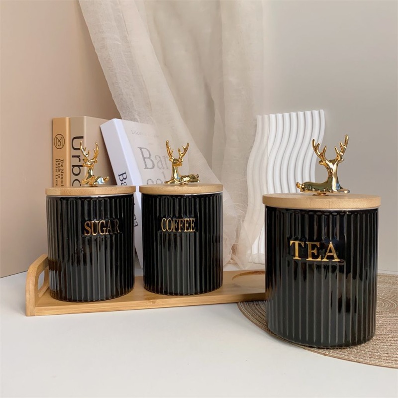 3 buah Set toples penyimpanan  - Coffee Tea Sugar Canister Set ulasan dan harga