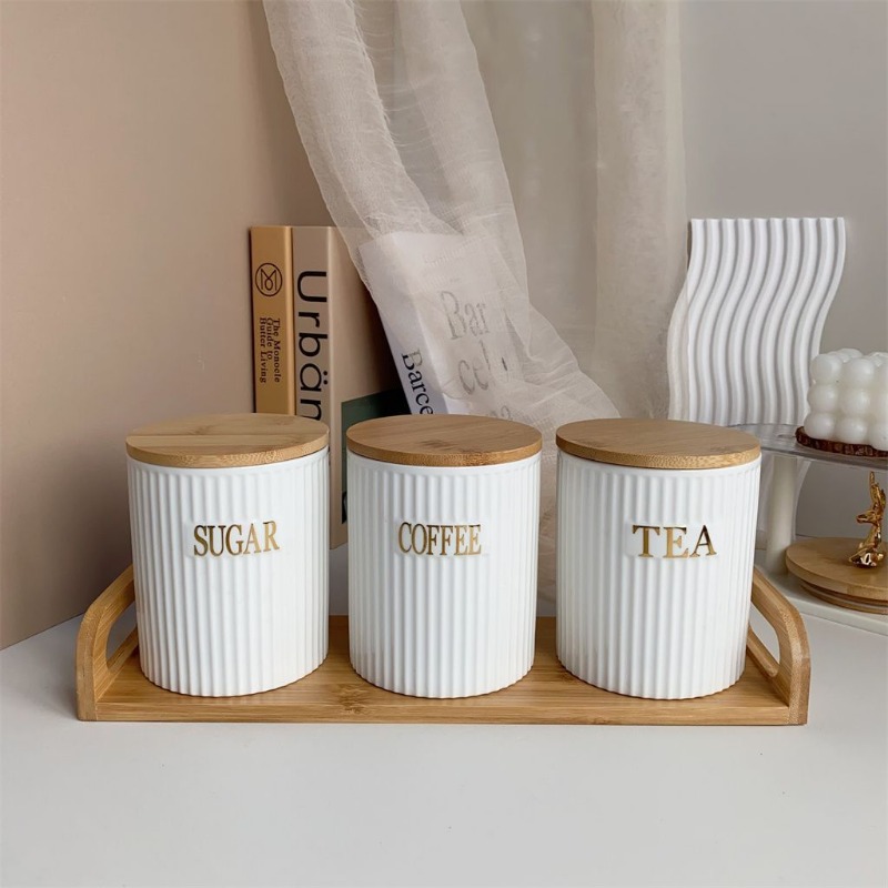 3 buah Set toples penyimpanan  - Coffee Tea Sugar Canister Set ulasan dan harga