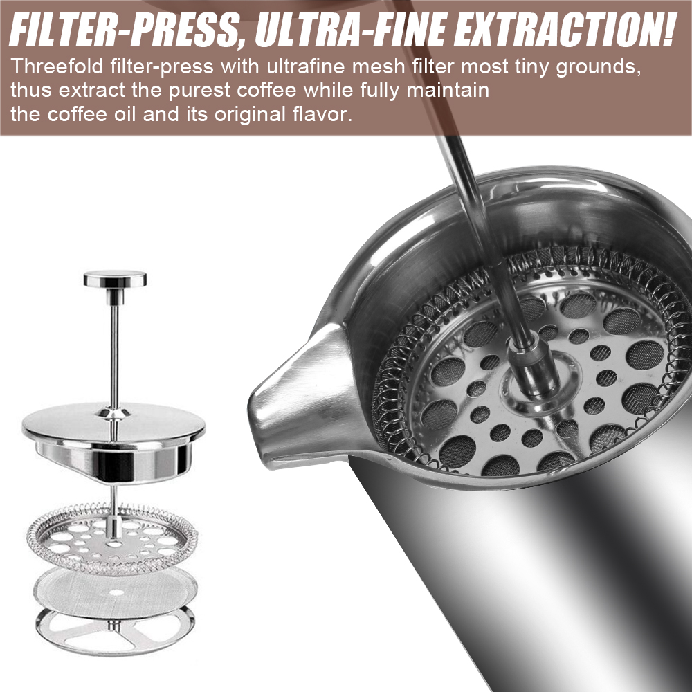 Pembuat kopi tekan Perancis ka - Coffee Tea Press ulasan dan harga