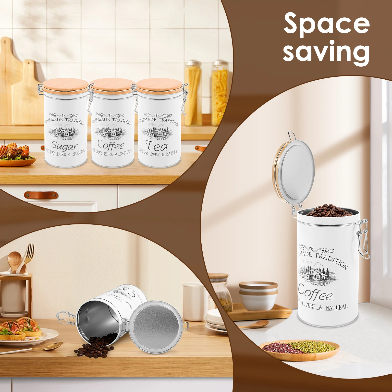 3 Buah/Set Wadah Teh Kopi Gula - Coffee Tea Sugar Canister Set ulasan dan harga