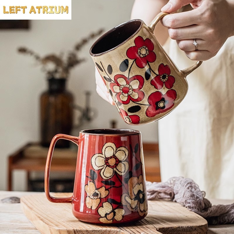 Mug Keramik Motif Bunga Lukisa - Tea Coffee Utensils ulasan dan harga
