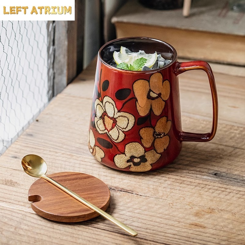 Mug Keramik Motif Bunga Lukisa - Tea Coffee Utensils ulasan dan harga