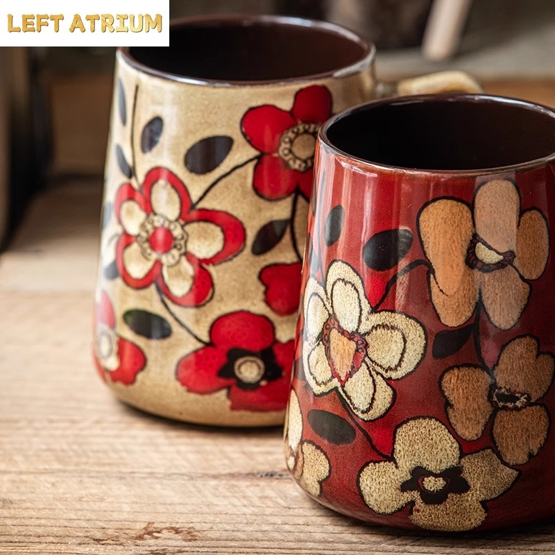 Mug Keramik Motif Bunga Lukisa - Tea Coffee Utensils ulasan dan harga