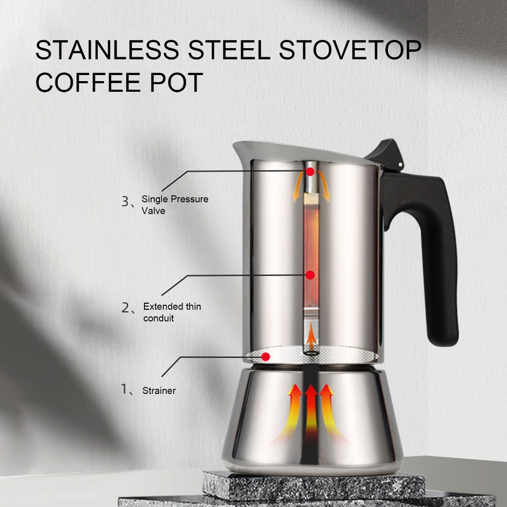 Panci Moka Stainless Steel Kap - Moka Pot Stove ulasan dan harga