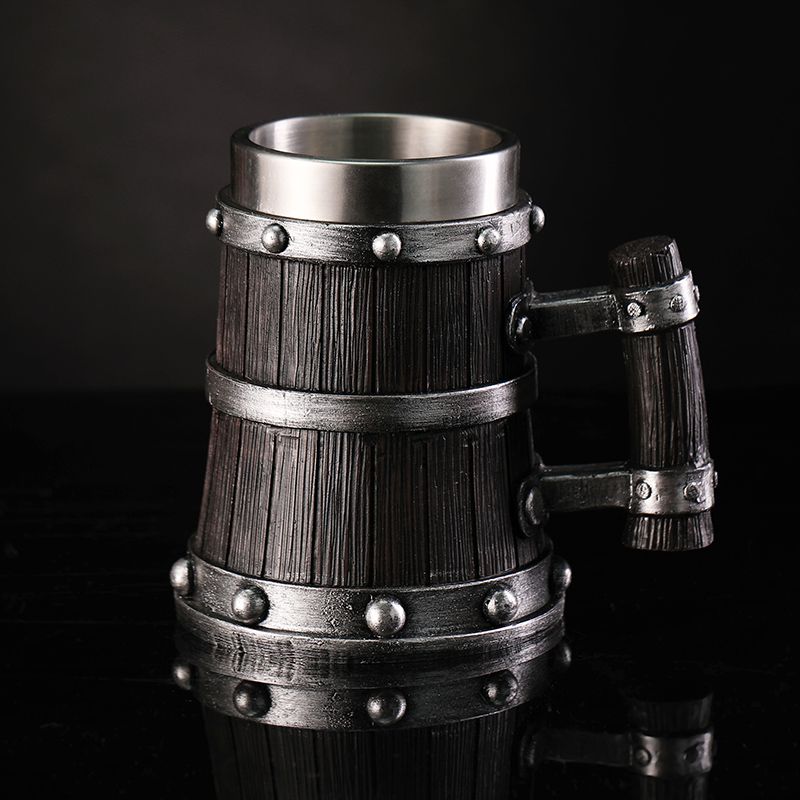 Gelas Bir Motif Kayu Resin Sta - Coffee Tea Tumbler ulasan dan harga
