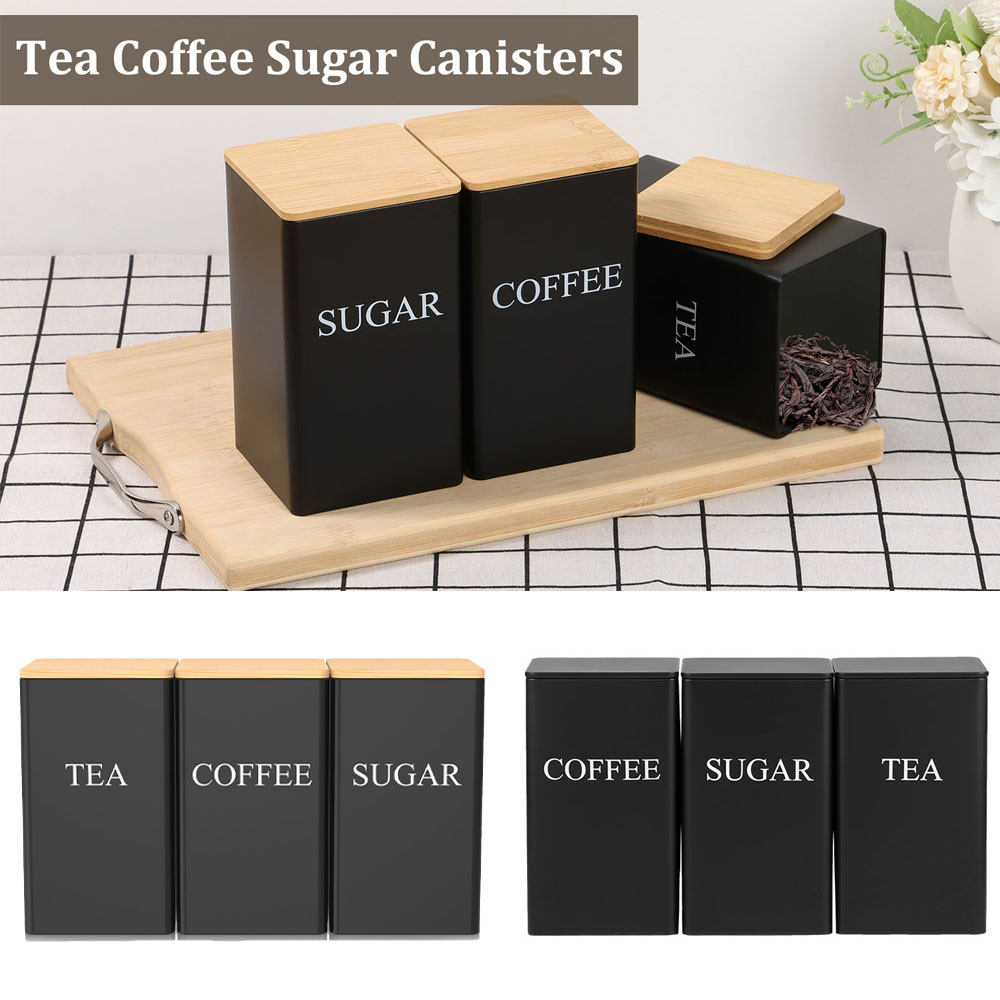 Toples Penyimpanan Biji Kopi W - Coffee Tea Sugar Canister Set ulasan dan harga