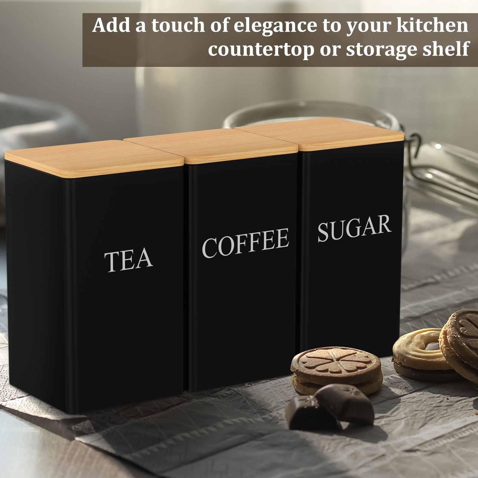 Toples Penyimpanan Biji Kopi W - Coffee Tea Sugar Canister Set ulasan dan harga
